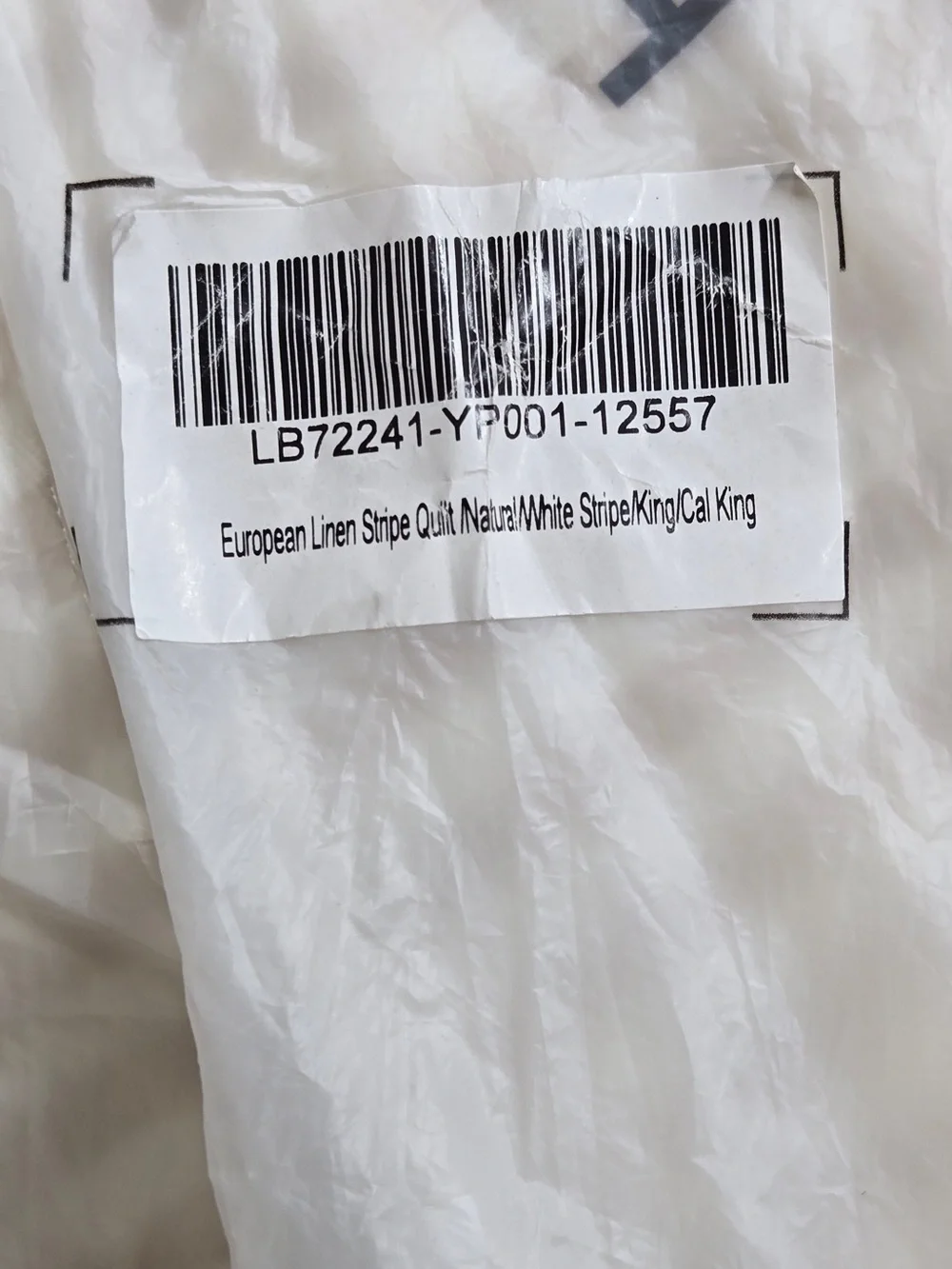 NWOT QUINCE European Linen Striped Quilt King/Cal King Natural/White 9243